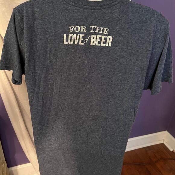 SAMUEL ADAMS Shirt Mens L FOR THE LOVE OF BEER BOSTON BREWERY Cotton Blend Blue - Picture 2 of 2